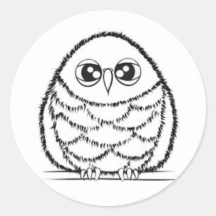 Illustratie van zwarte en witte uil ronde sticker