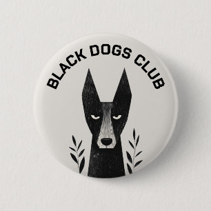 Illustratie van zwarte hond ronde button 5,7 cm