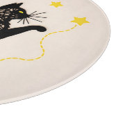 Illustratie van Zwarte Kat met Speelse Sterren Snijplank (Hoek)