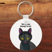 Illustratie van zwarte kat op het toetsenbord sleutelhanger (Voorkant)