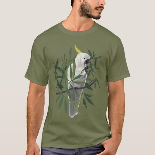 Illustratie van zwavelkuifkakadue in boom t-shirt (Voorkant)