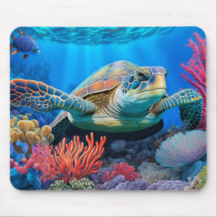 Illustratie van zwemmende zeeschildpad muismat