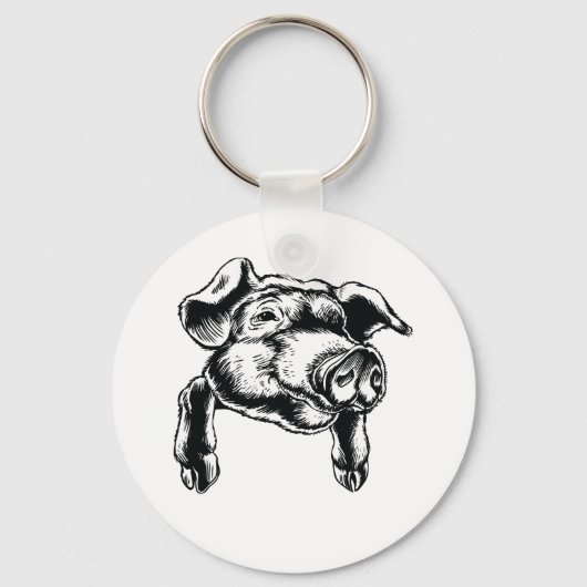Illustratie Varkens Hoofd Sleutelhanger (Voorkant)