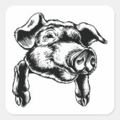 Illustratie Varkens Hoofd Vierkante Sticker (Voorkant)