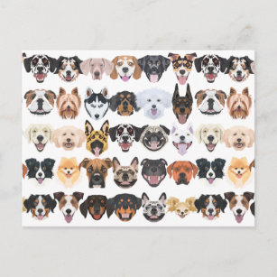 Illustratie - Veel lachende en  honden Briefkaart