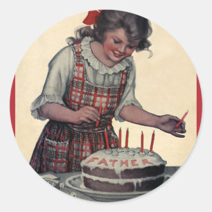 Illustratie Verjaardagsfeest Vader Vintage Ronde Sticker
