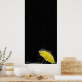 Illustratie Verloren gele baarmoeder in regen Poster (Keuken)