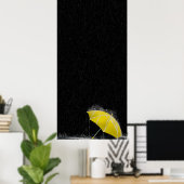 Illustratie Verloren gele baarmoeder in regen Poster (Thuiskantoor)