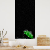 Illustratie Verloren groene overvloed in regen Poster (Keuken)