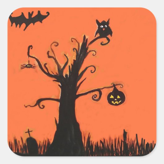 " Illustratie Vierkante Stickers, Glanzend Vierkante Sticker (Voorkant)