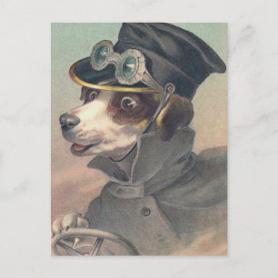 Illustratie Vintage bestuurdershond Briefkaart