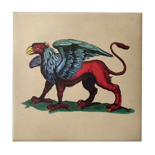 Illustratie Vintage Griffin Tegeltje (Voorkant)
