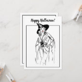 Illustratie Vintage Halloween Witch Kaart (Voorkant / Achterkant in situ)