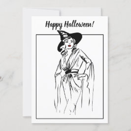 Illustratie Vintage Halloween Witch Kaart
