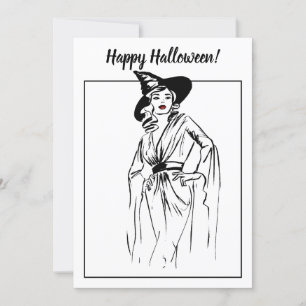 Illustratie Vintage Halloween Witch Kaart