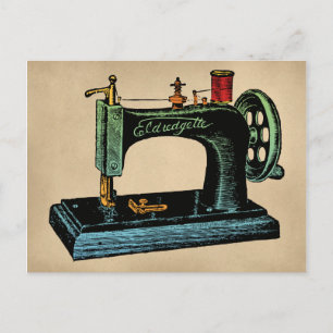 Illustratie Vintage naaimachine Briefkaart