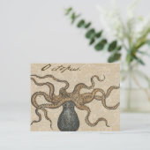 Illustratie Vintage Octopus Kraken Briefkaart (Staand voorkant)