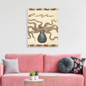 Illustratie Vintage Octopus Kraken Canvas Afdruk (Insitu (Woonkamer))