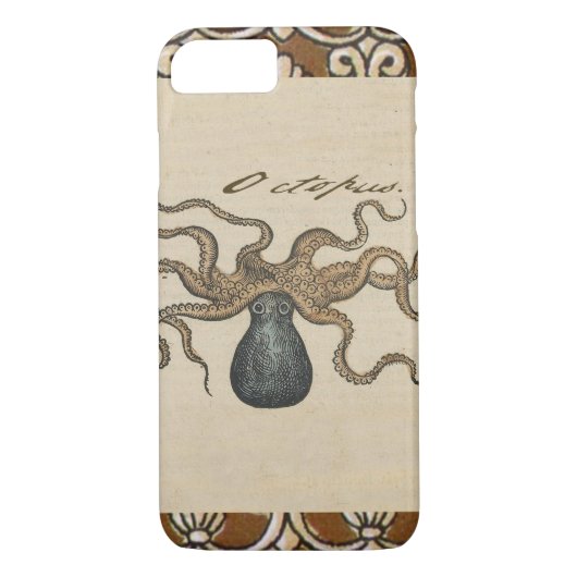 Illustratie Vintage Octopus Kraken Case-Mate iPhone Case (Achterkant)