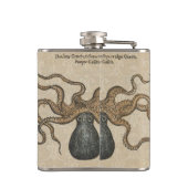 Illustratie Vintage Octopus Kraken Heupfles (Achterkant)