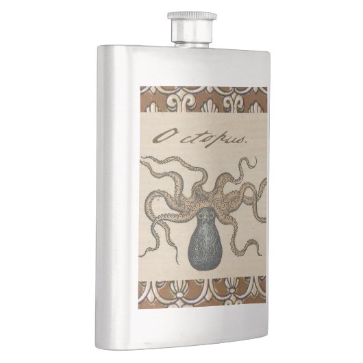 Illustratie Vintage Octopus Kraken Heupfles (Rechts)