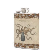 Illustratie Vintage Octopus Kraken Heupfles (Links)
