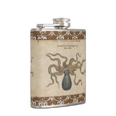 Illustratie Vintage Octopus Kraken Heupfles (Rechts)