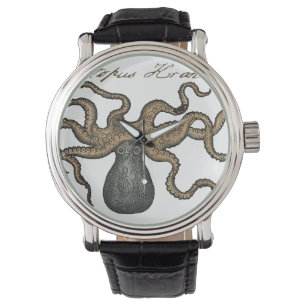 Illustratie Vintage Octopus Kraken Horloge