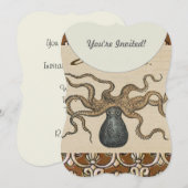 Illustratie Vintage Octopus Kraken Kaart (Voorkant / Achterkant)