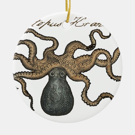 Illustratie Vintage Octopus Kraken Keramisch Ornament (Voorkant)