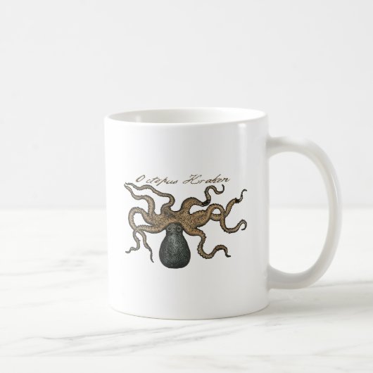 Illustratie Vintage Octopus Kraken Koffiemok (Rechts)