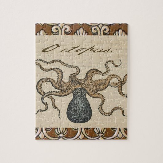 Illustratie Vintage Octopus Kraken Legpuzzel (Verticaal)