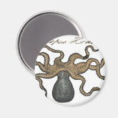 Illustratie Vintage Octopus Kraken Magneet (Voorkant / Achterkant)