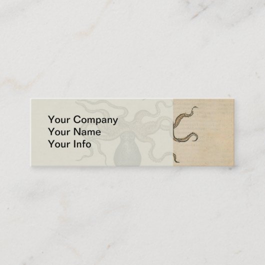 Illustratie Vintage Octopus Kraken Mini Visitekaartje (Voorkant)