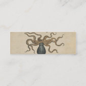 Illustratie Vintage Octopus Kraken Mini Visitekaartje (Achterkant)