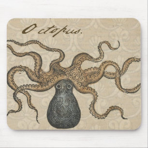 Illustratie Vintage Octopus Kraken Muismat