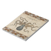 Illustratie Vintage Octopus Kraken Notitieblok (Linkerzijde)