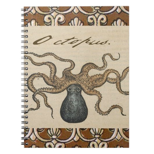 Illustratie Vintage Octopus Kraken Notitieboek (Voorkant)