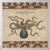 Illustratie Vintage Octopus Kraken Poster (Voorkant)