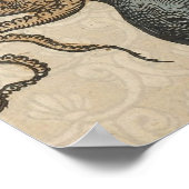 Illustratie Vintage Octopus Kraken Poster (Hoek)