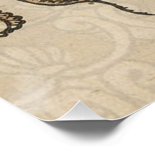 Illustratie Vintage Octopus Kraken Poster (Hoek)