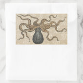 Illustratie Vintage Octopus Kraken Rechthoekige Sticker (Tas)