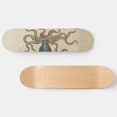 Illustratie Vintage Octopus Kraken Skateboard (Horizontaal)