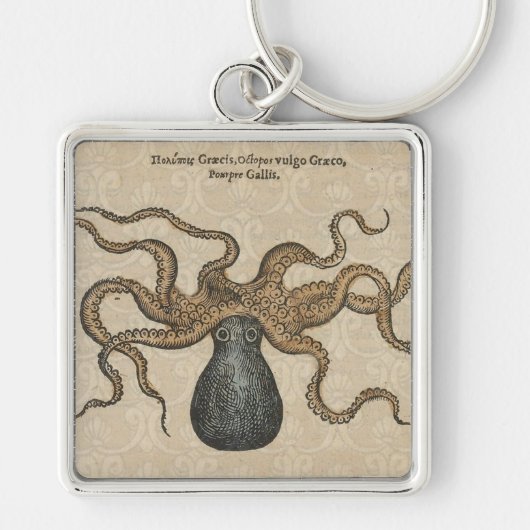 Illustratie Vintage Octopus Kraken Sleutelhanger (Voorkant)