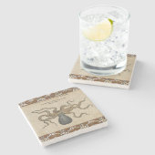 Illustratie Vintage Octopus Kraken Stenen Onderzetter (Zijkant)