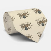Illustratie Vintage Octopus Kraken Stropdas (Opgerold)