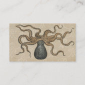 Illustratie Vintage Octopus Kraken Visitekaartje (Achterkant)
