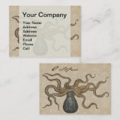 Illustratie Vintage Octopus Kraken Visitekaartje (Voorkant / Achterkant)