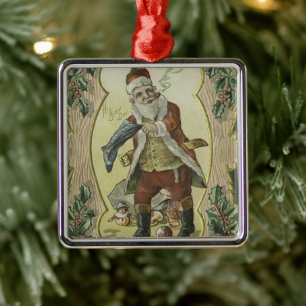Illustratie Vintage Santa claus Metalen Ornament