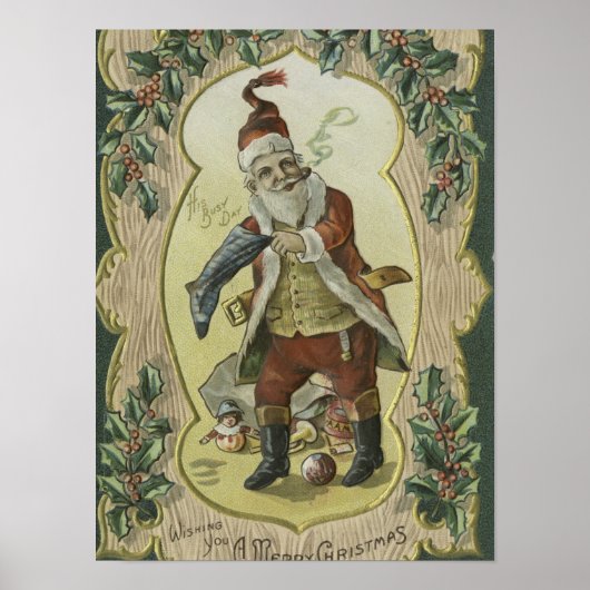 Illustratie Vintage Santa claus Poster (Voorkant)